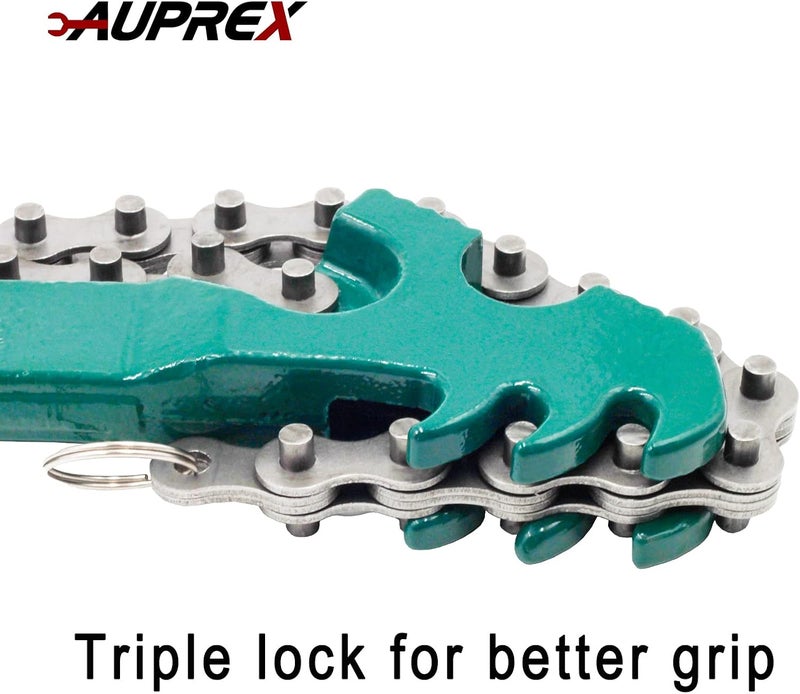 AUPREX 16 Inch Sturdy Adjustable Heavy Duty Ratcheting Chain Oil Filter Wrench Reversible Chain Style Pipe Fitter Wrench With Multi-Purpose Compatible With Max 8 Inch Diameter - Image 3